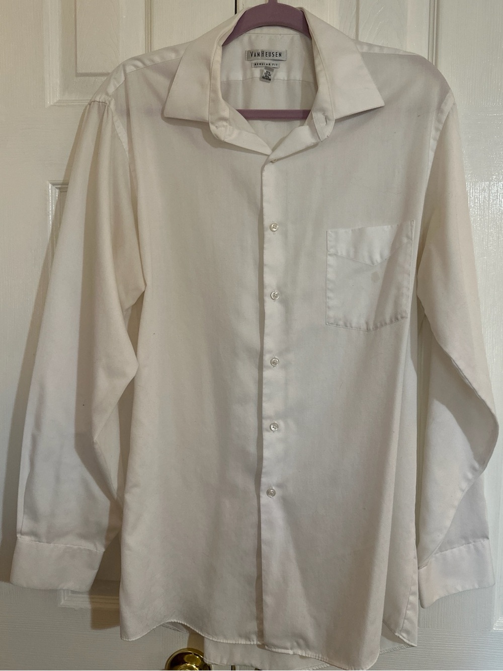 Van Heusen Men's Off-White Long Sleeve Dress Shirt